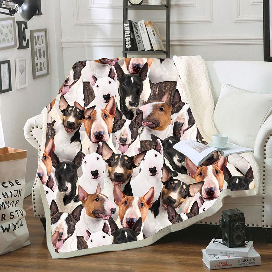 Bull Terrier A Bunch Of Dogs Blanket Design Dog Face Printed Blanket