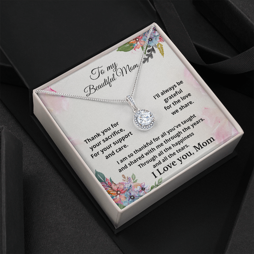 Mother Day Gift Mom Gifts Eternal Hope White Gold Necklace Mother Birthday  Gift Box Message Card