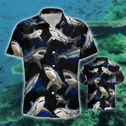 Waybackapparel Shark Wave Water Hawaiian Shirts Aloha Hawaii 3D Hawaiian Shirt