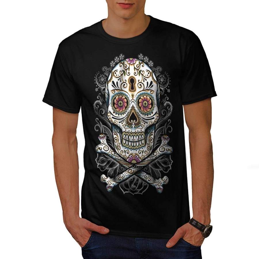 Skeleton Skull Clown Bone Face Men New Black T-Shirt