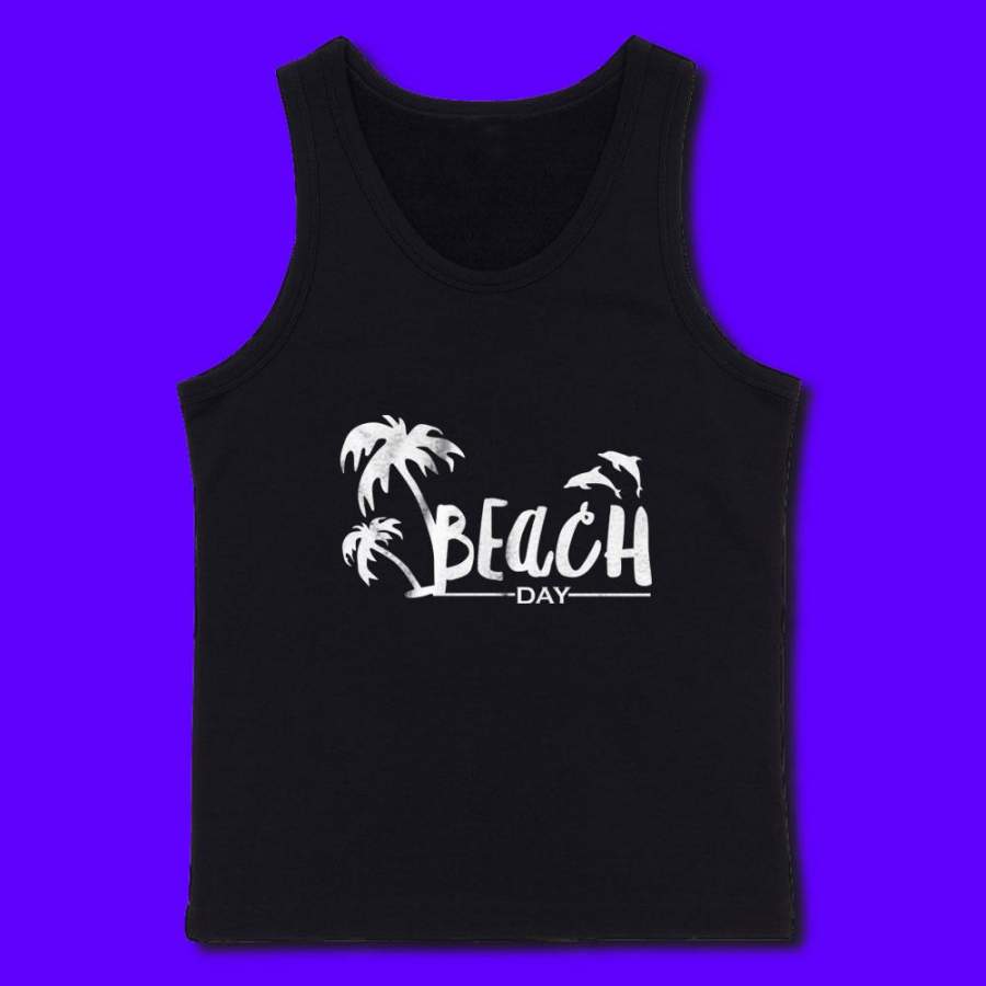 Beach Day Dolphin Palm Tree Men’S Tank Top