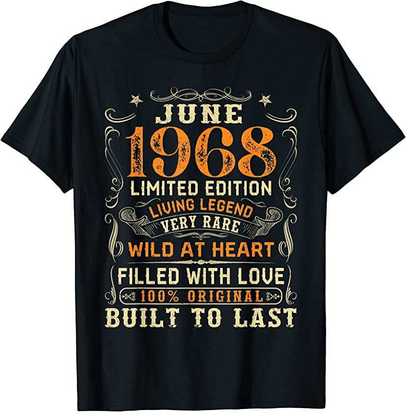 Vintage June 1968 Awesome 53 Yrs Old 53th Birthday Gift T-Shirt