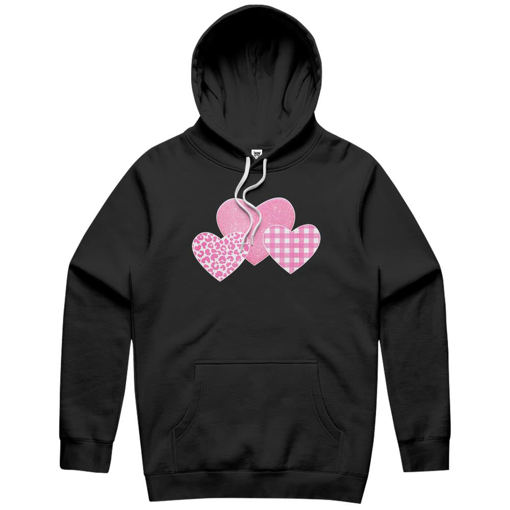 Valentines Day Pink Leopard Buffalo Plaid Hearts Kids Girls Hoodie