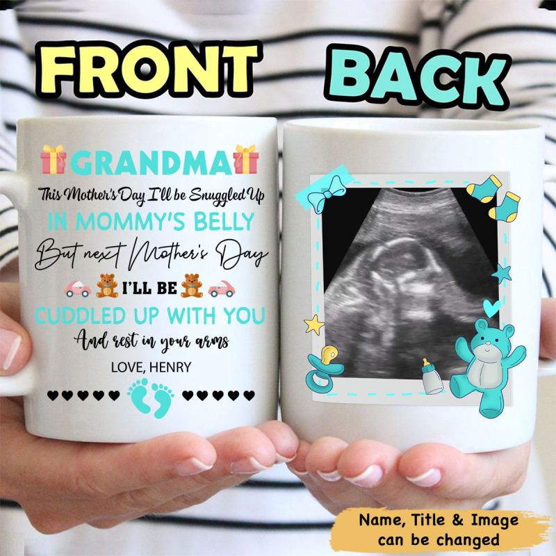 In Mommy’S Belly Personalized Custom Ultrasound Photo Coffee Mug – Mother’S Day Gifts For Grandma