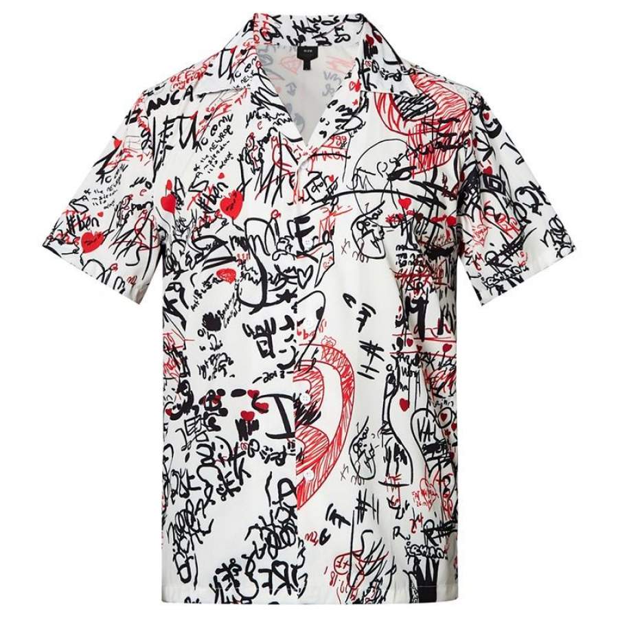 Hawaii Shirts Letter Graffiti Printed Ha11804