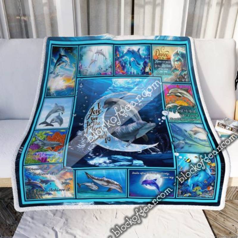 I Love You To The Moon And Back, Dolphin  Sofa Blanket MLH750   Block Of Gear™