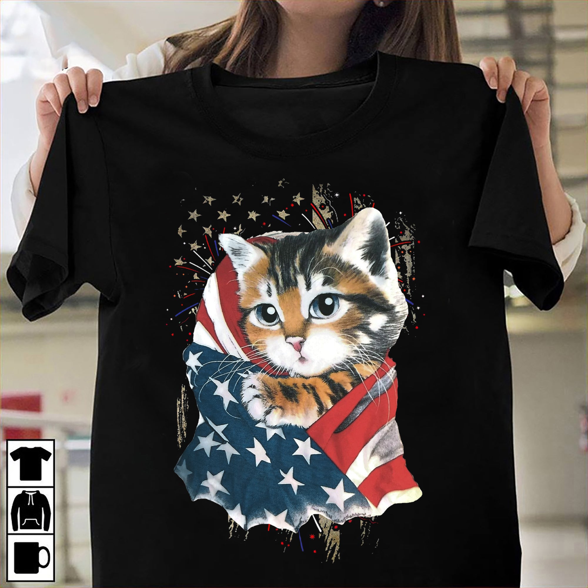 Cat Cool American Flag – For Cat Lover 4Th Of July T-Shirt