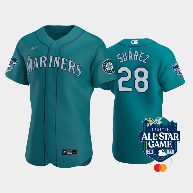 2023 All-Star Game Seattle Mariners 28 Eugenio Suarez Aqua Jersey