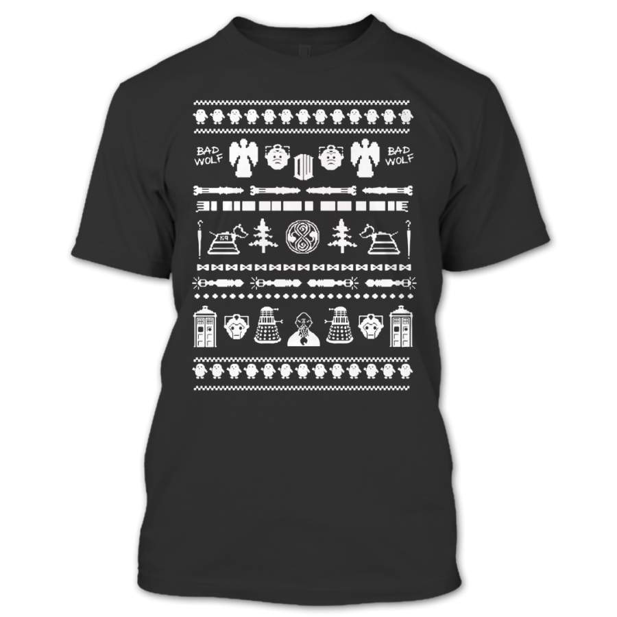 Ugly Christmas Sweater T-Shirt, Doctor Who The TARDIS T Shirt