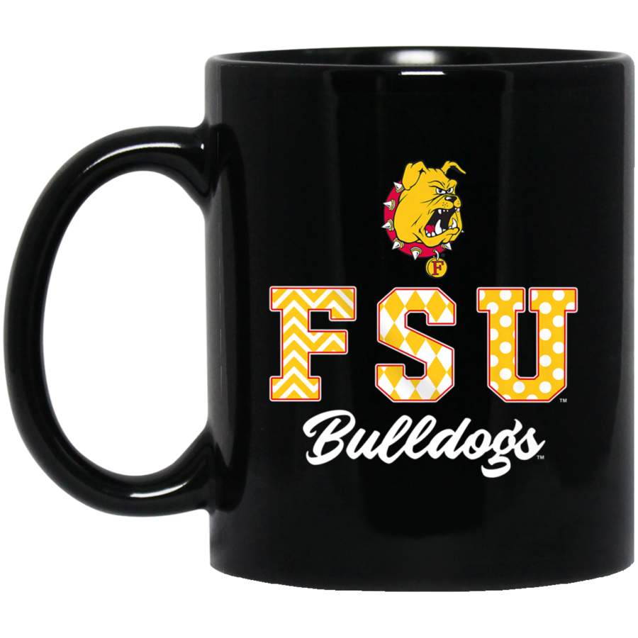 Ferris State Bulldogs Patterned Letters   Apparel 11 oz 15 oz Mug Black