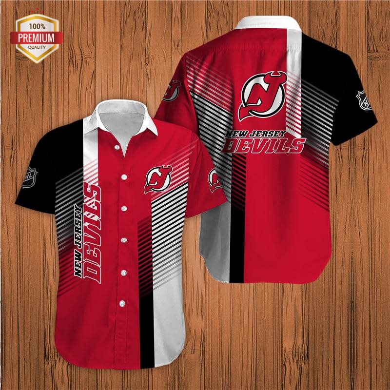 New Jersey Devils Team Aop Short Sleeve Button Shirt