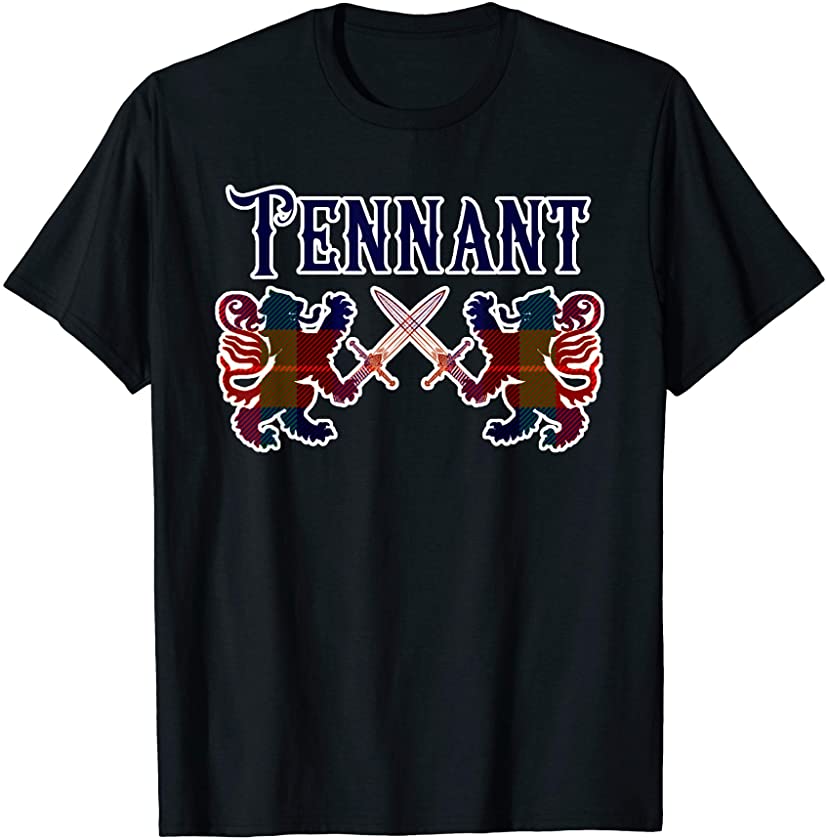 Tennant scottish clan t-shirt Family Kilt Tartan Lion