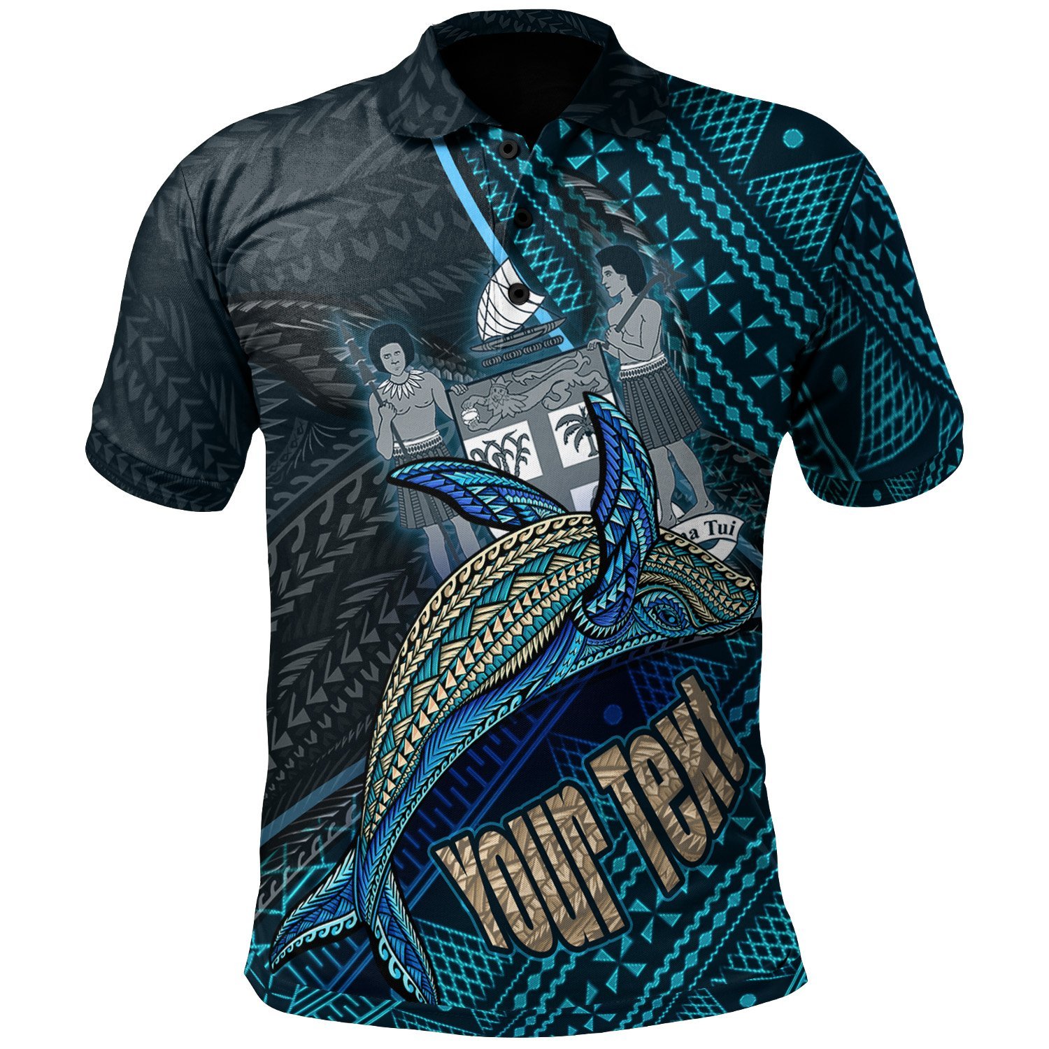 Fiji Polo Shirt – Custom Seal Fiji With Blue Whale – BN01