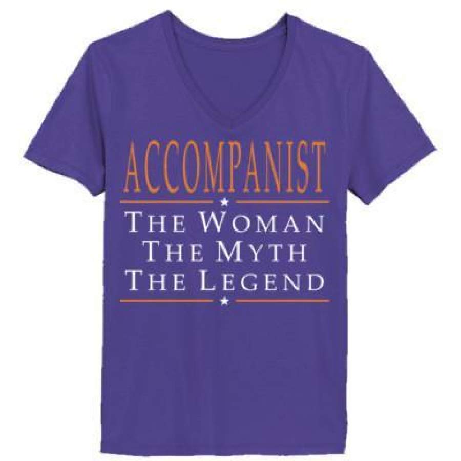 AGR Accompanist The Woman The Myth The Legend – Ladies’ V-Neck T-Shirt