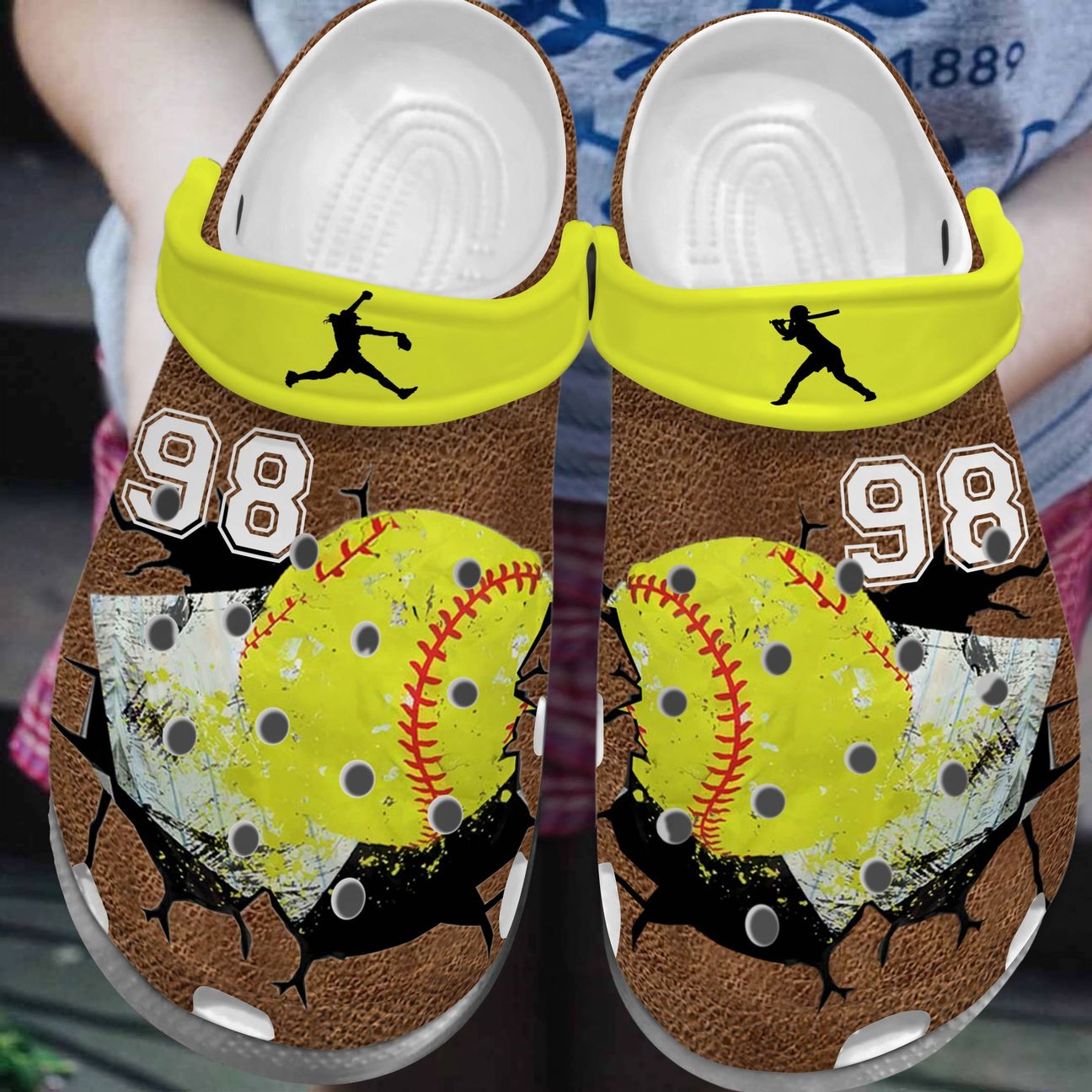 Softball Personalized Personalize Clog, Custom Name, Text, Fashion Style For Women, Men, Kid, Print 3D Leather Cracks