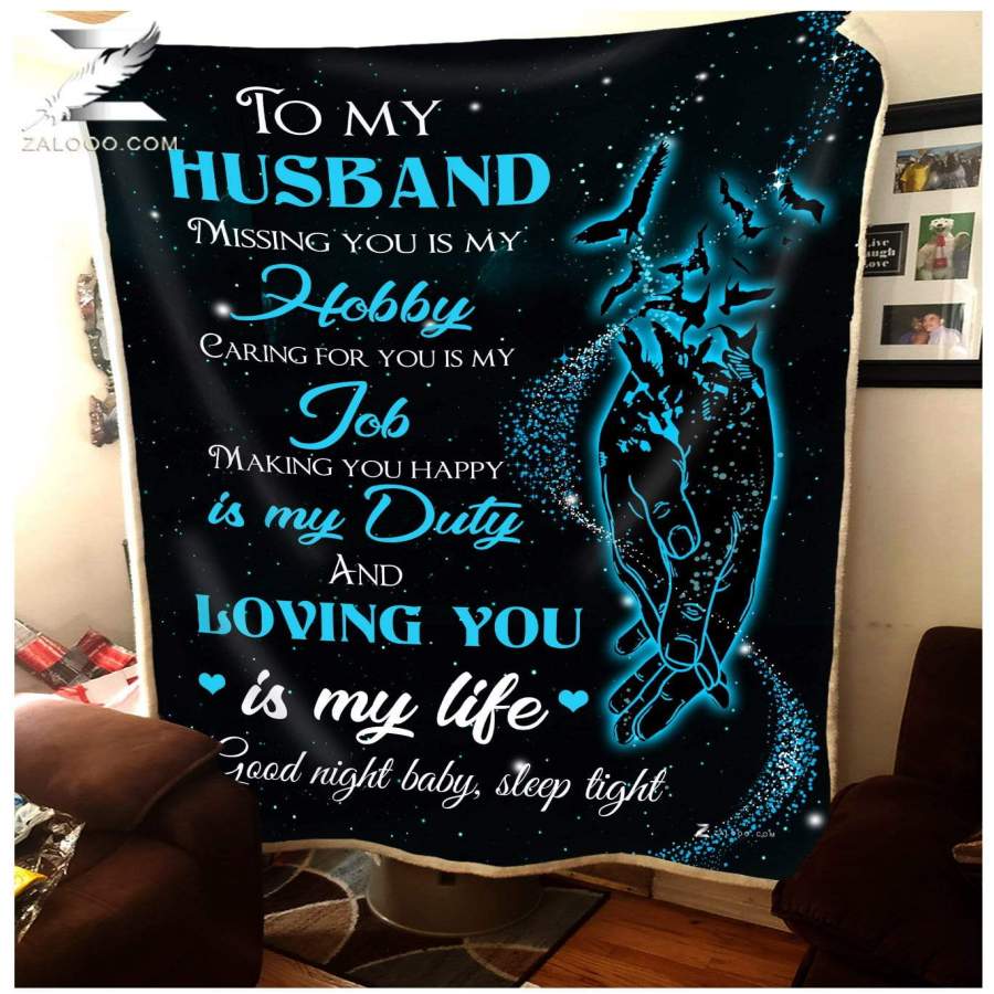 Zalooo – Custom Fleece Blanket – To My Husband – Valentine Gift – Loving you is my life