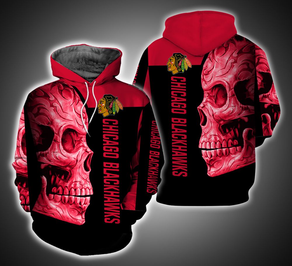 Chicago Blackhawks Skull Ver.12.15 3D Print Hoodie