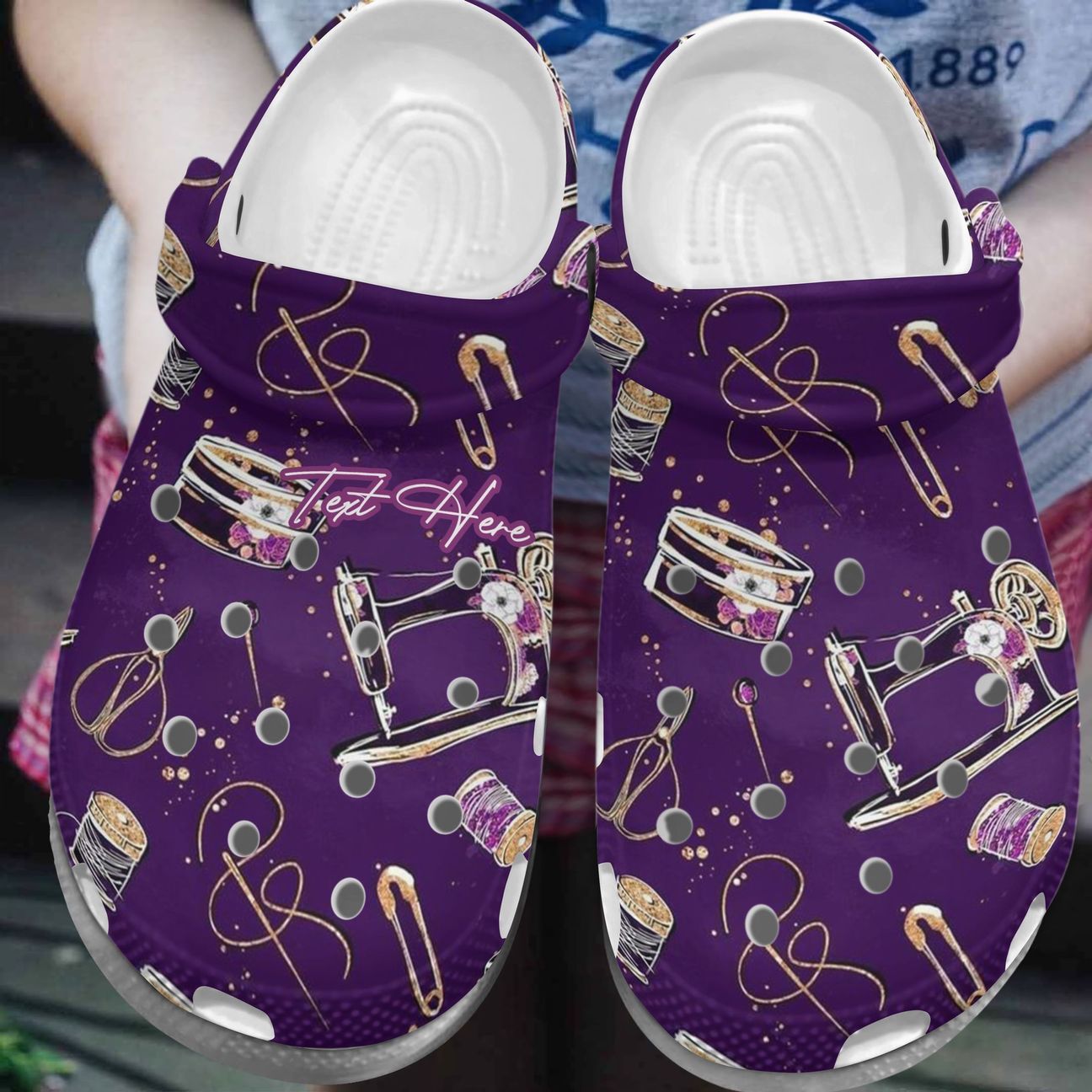 Loving Sewing Personalize Clog, Custom Name, Text, Fashion Style For Women, Men, Kid, Print 3D Personalized