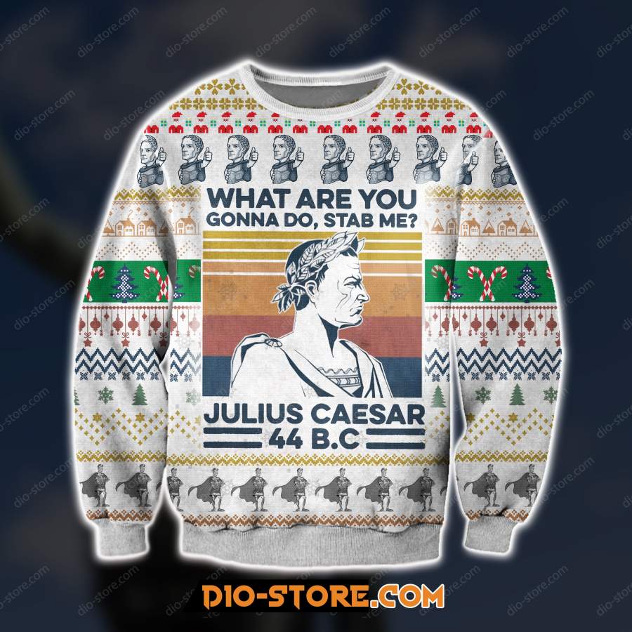 3D ALL OVER PRINT KNITTING PATTERN Julius Caesar UGLY CHRISTMAS SWEATER