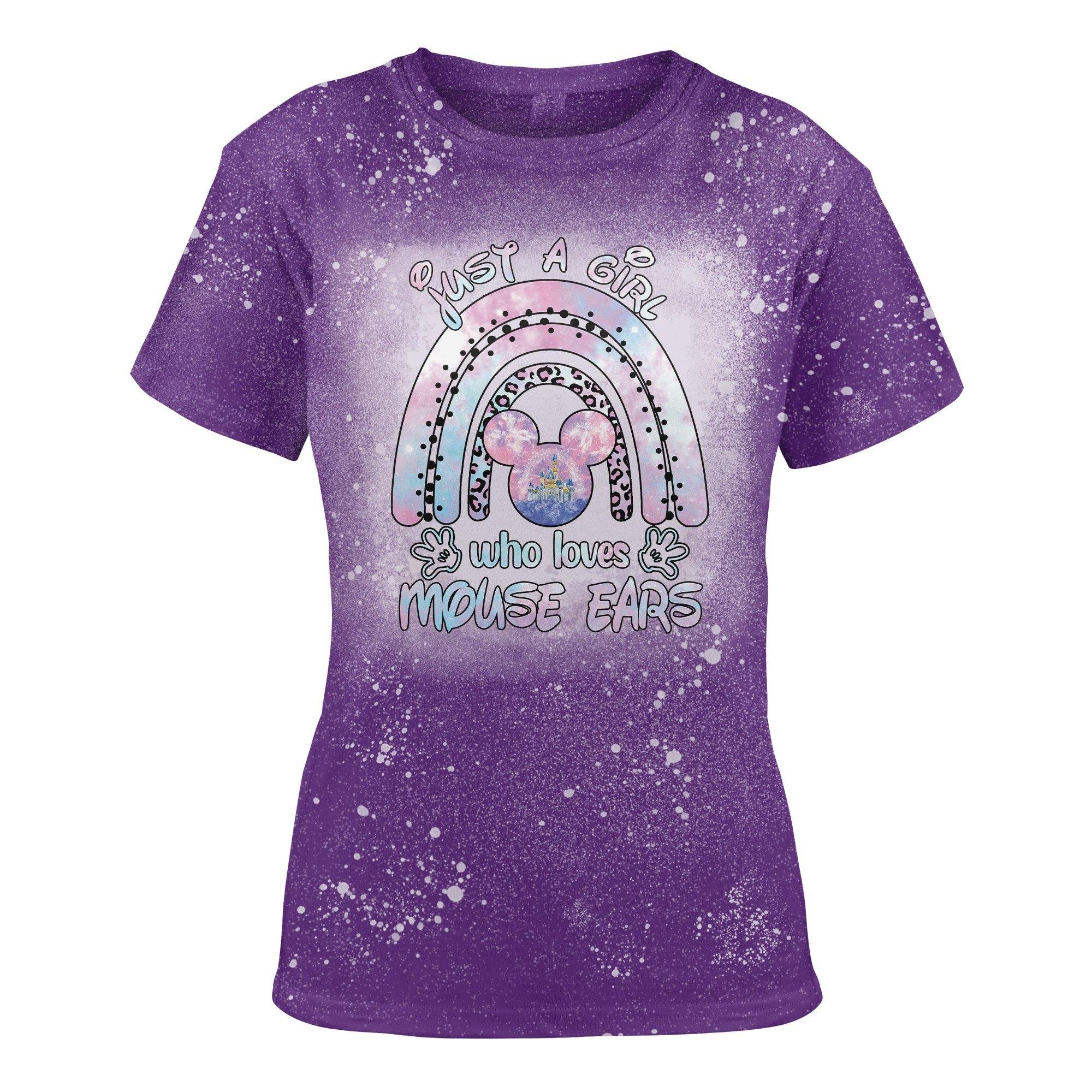 Just A Girl Who Loves Mouse Ears 2D Bleached Woman T-Shirt