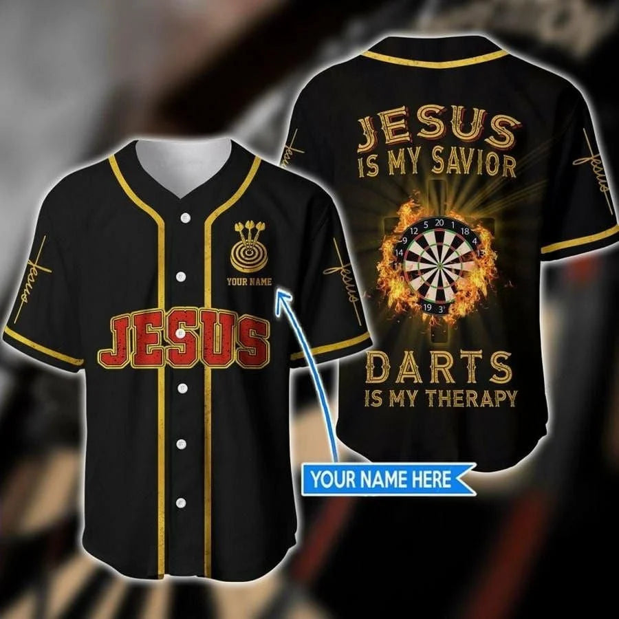 Cross Flame Dart Baseball Jersey – Jesus Dart Is My Therapy Custom Baseball Jersey Shirt