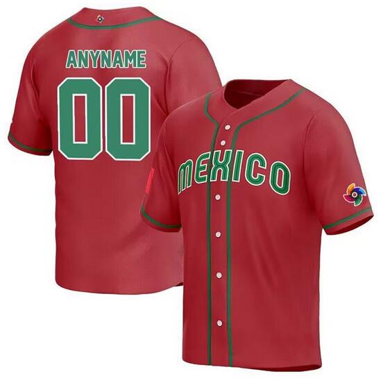 Youth Mexico Baseball Active Player Custom 2023 Red World Baseball Classic Stitched