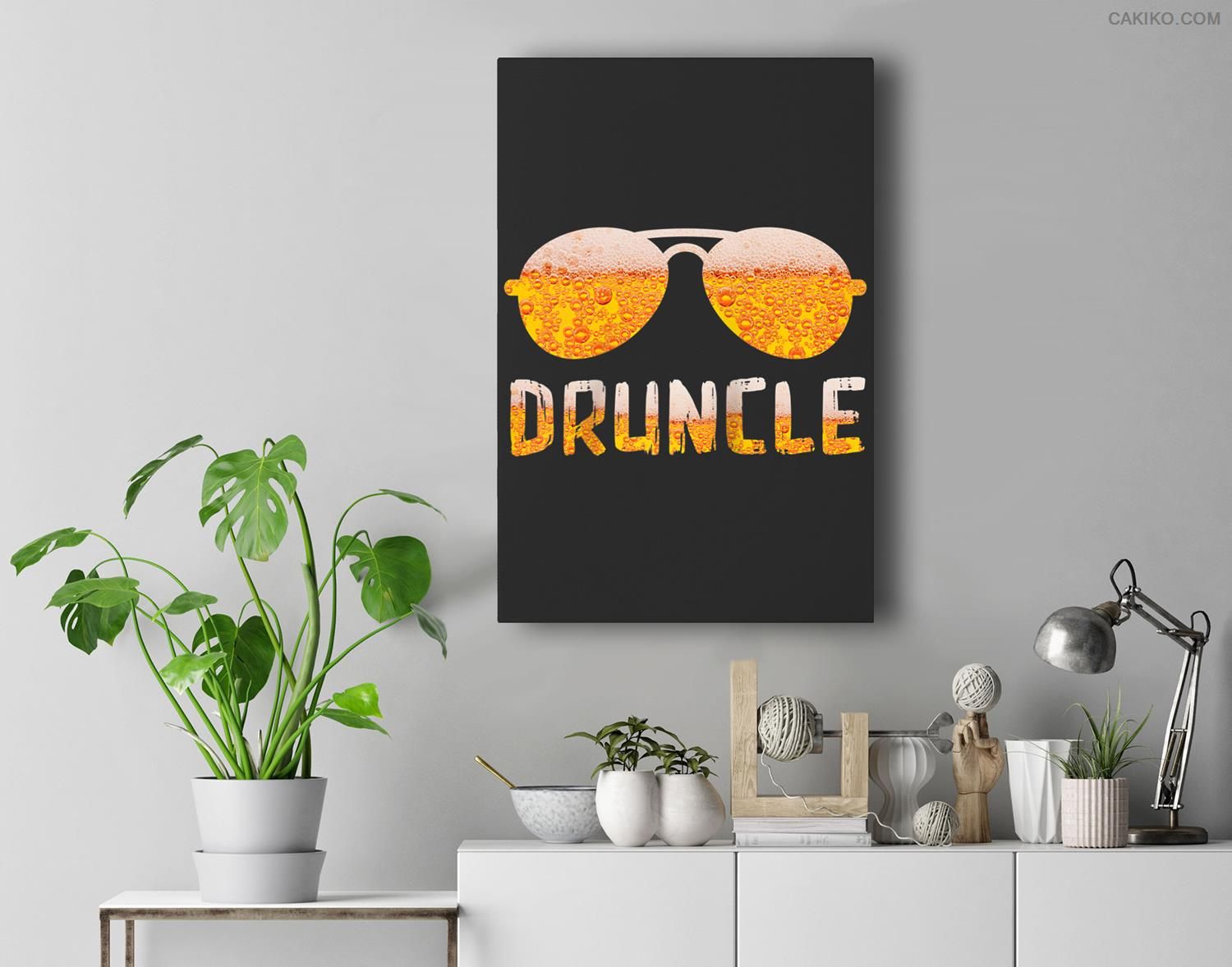 Funny Druncle Gift  Cute Drunk Uncle Beer Men Father’S Day Baseball Premium Wall Art Canvas Decor