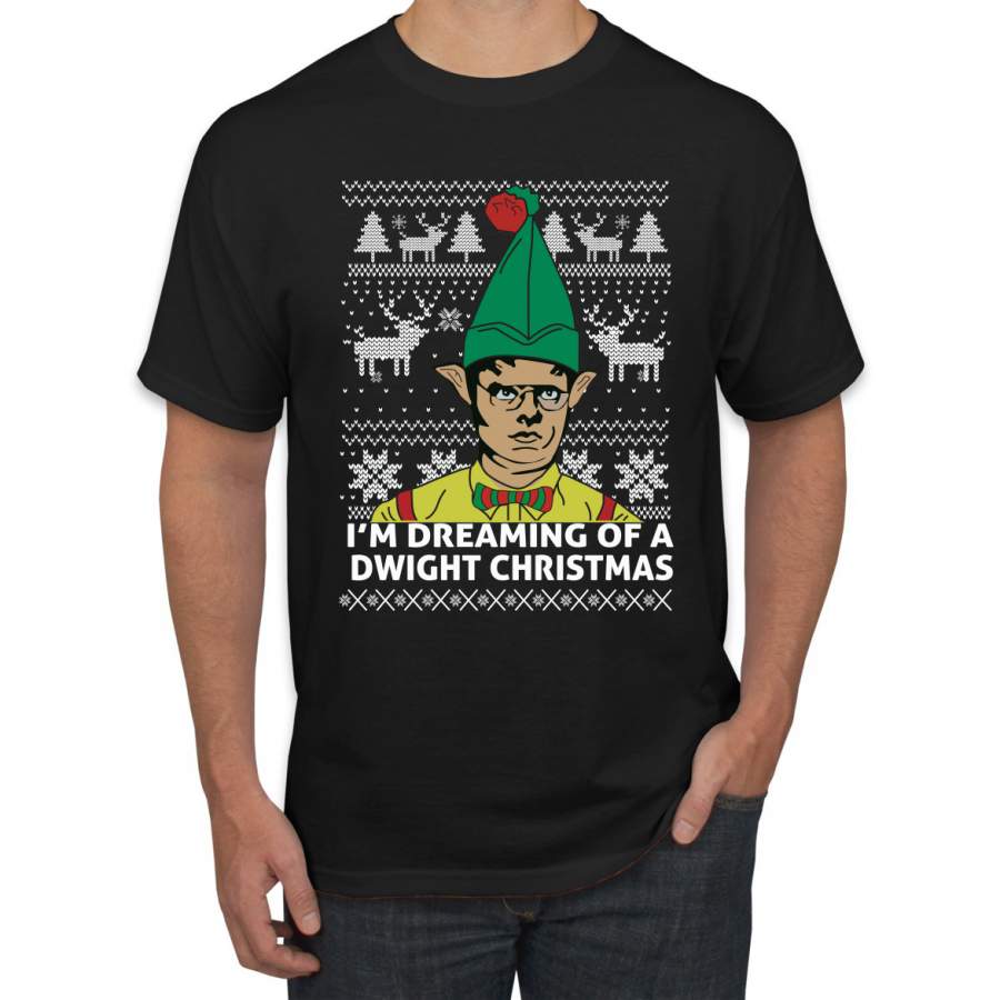 The Office Dwight Dreaming Of A Dwight Christmas Ugly Christmas Sweater Men’s Graphic T-Shirt