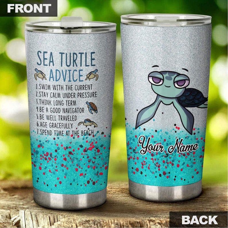 Funny Turtle Advice Think Long Term Personalized Tumbler-Turtle Present-Unique Tumbler-Birthday Christmas Gift For Turtle Lover