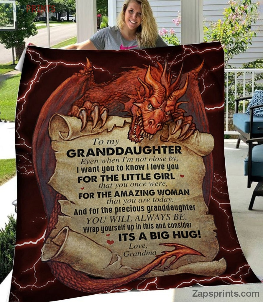 Gift For Granddaughter – To My Granddaughter – Dragon – Amazing Woman – Blanket