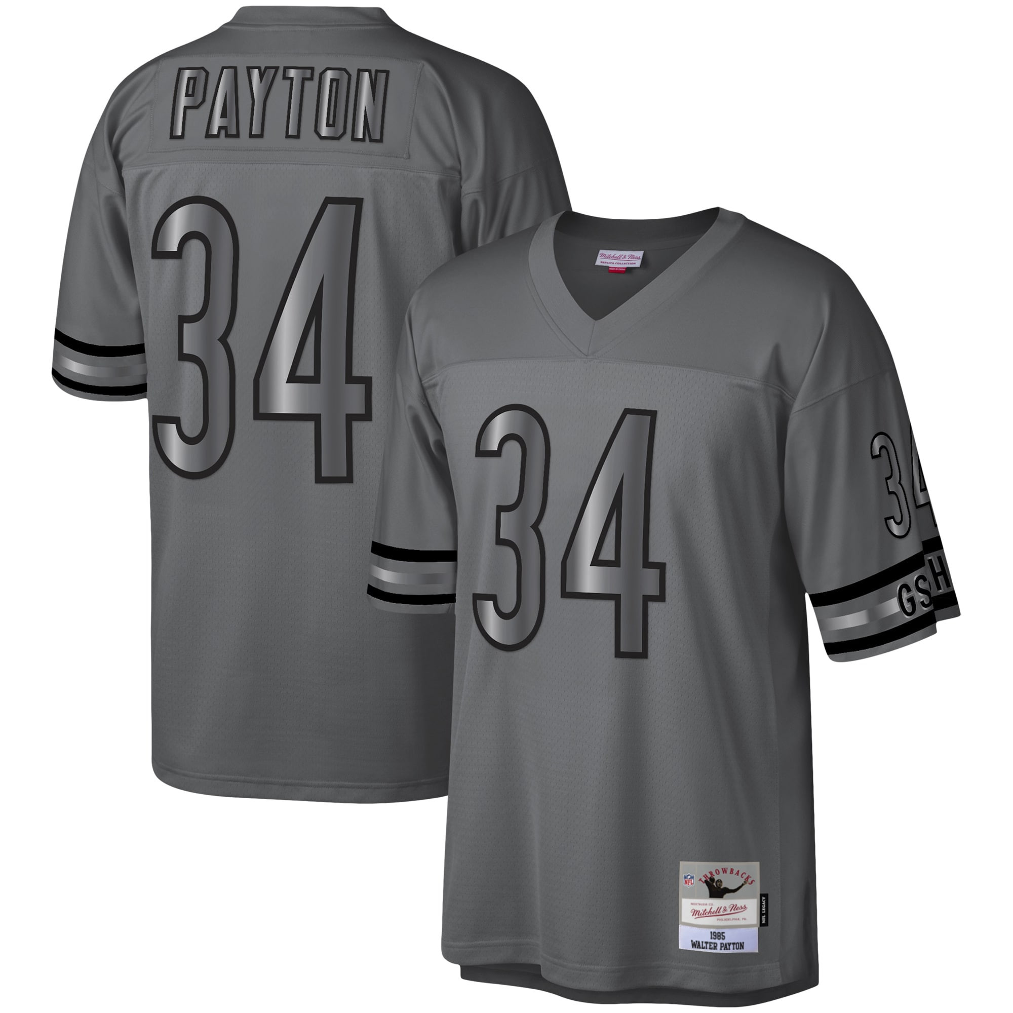 Walter Payton Chicago Bears Mitchell & Ness 1985 Retired Player Metal Legacy Jersey – Charcoal NFL