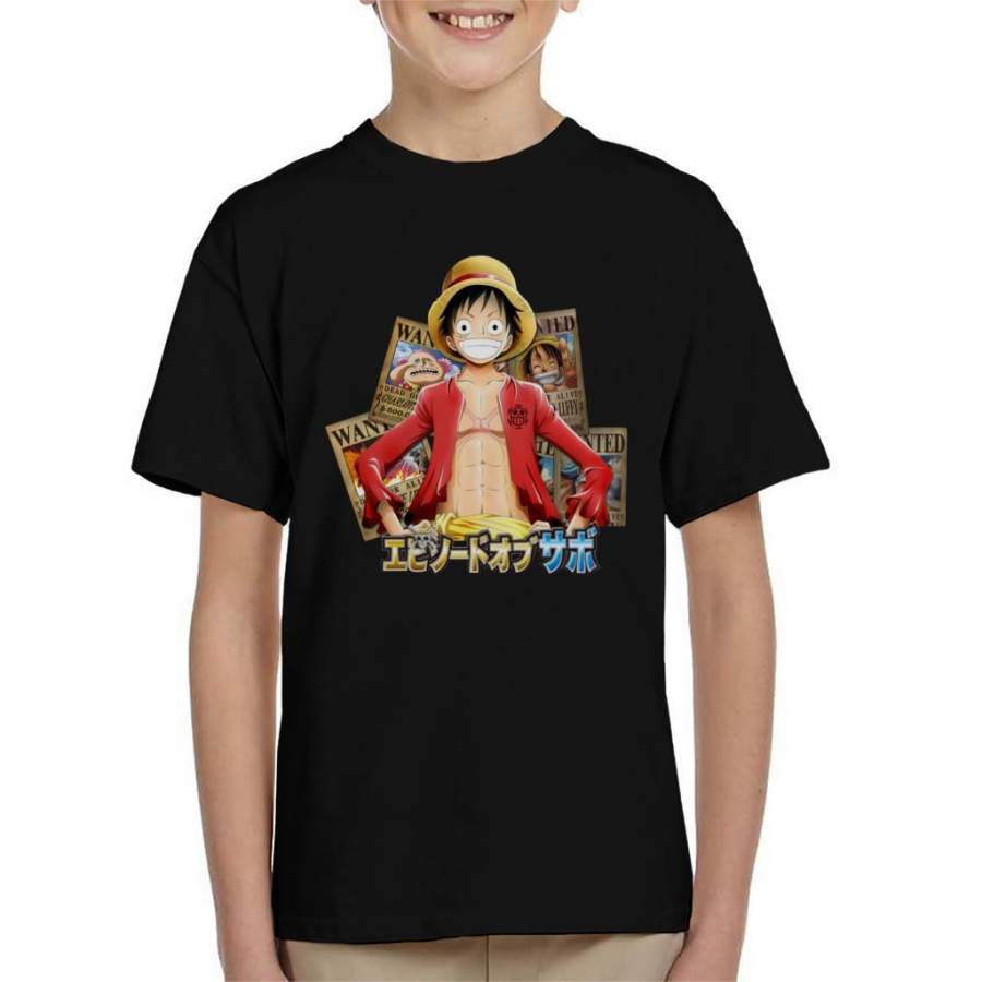 One Piece Luffy Wanted Posters Kid’s T-shirt