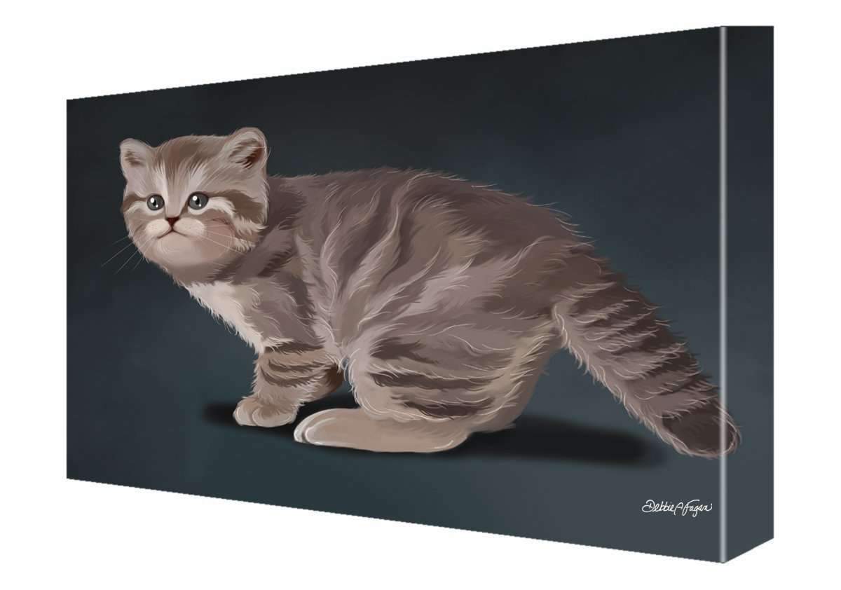 British Kitten Cat Painting Printed On Canvas Wall Art Signed