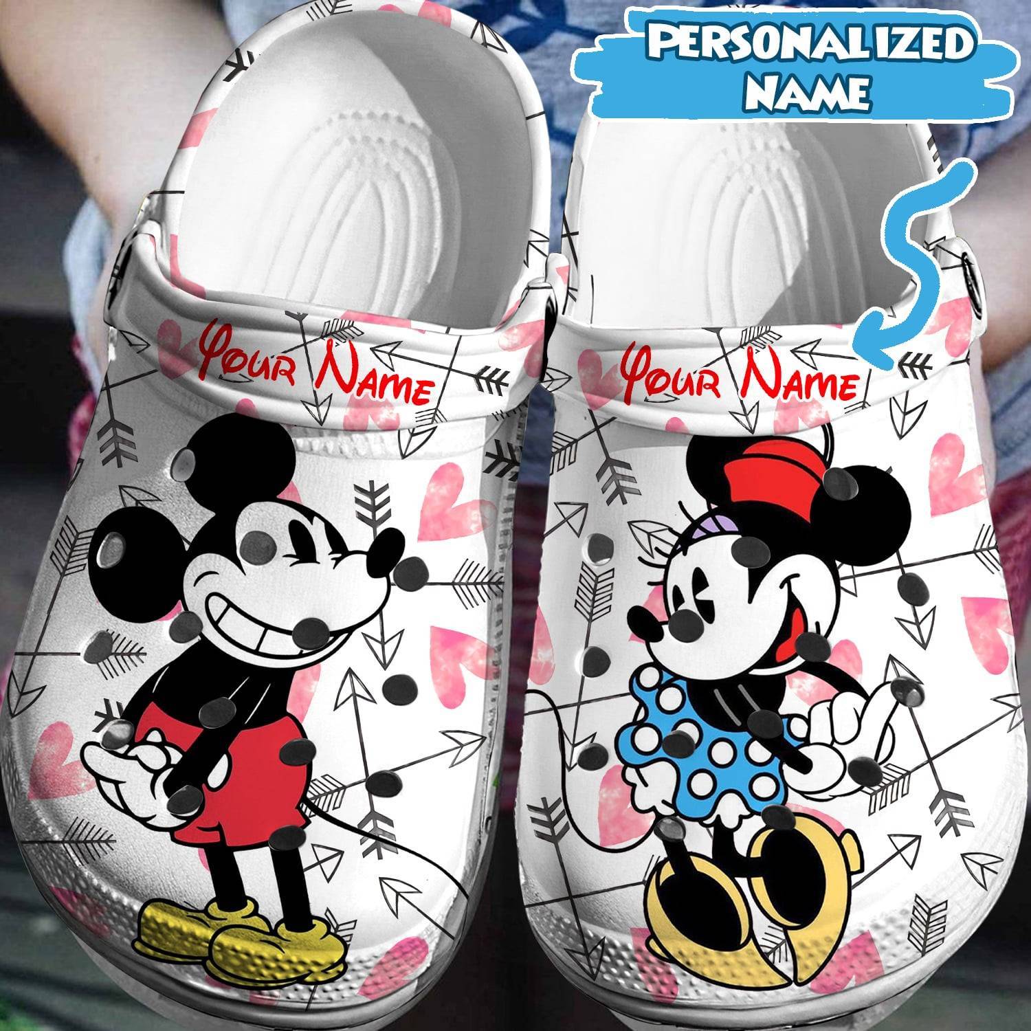 Elevate Your Disney Look: Personalized Mickey Minnie Crocss 3D Clog Shoes