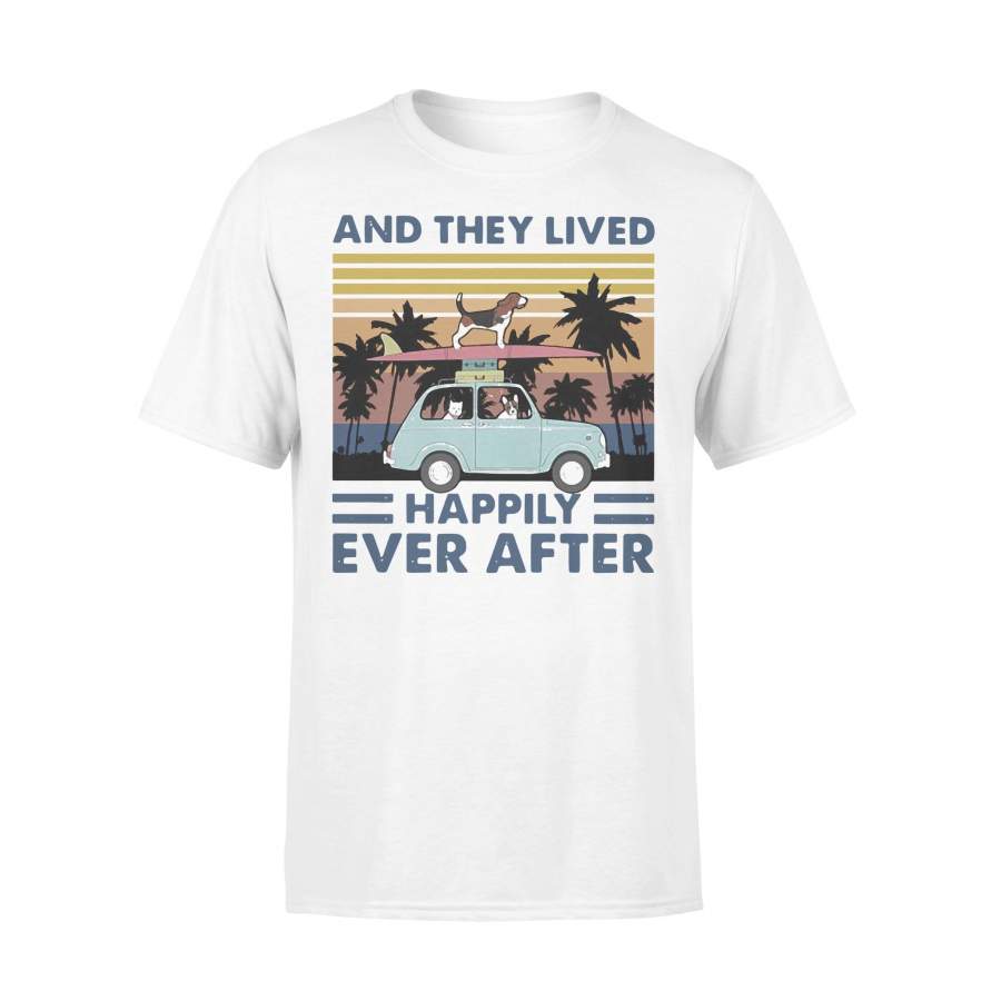 Dog Beach Surfing They Lived Happily Ever After Vintagr T-shirt