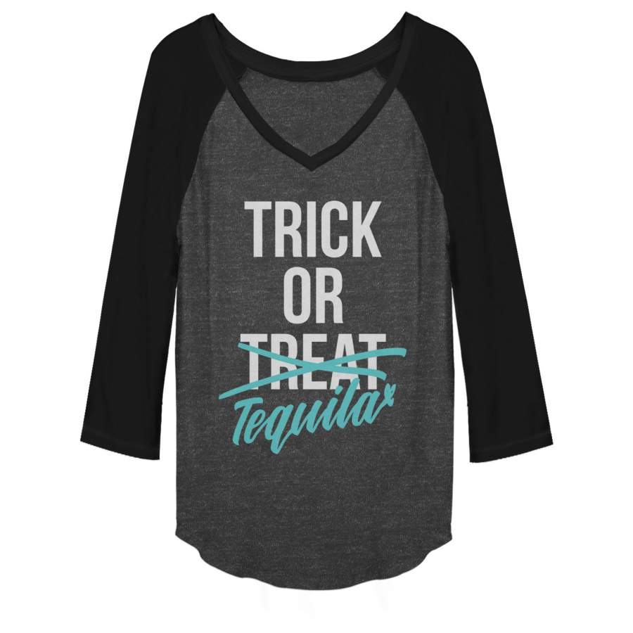 CHIN UP Junior’s Halloween Trick or Tequila Baseball Tee