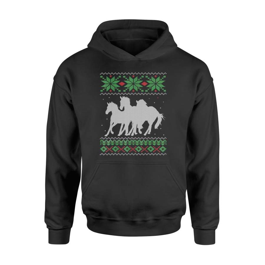 Ugly Christmas Sweater Style Horses Shirt – Standard Hoodie