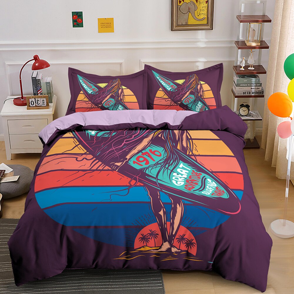 3D Kangaroo Dinosaur Surfing Printing Duvet Cover Sets Bedding Set Double Queen King With Pillowcase