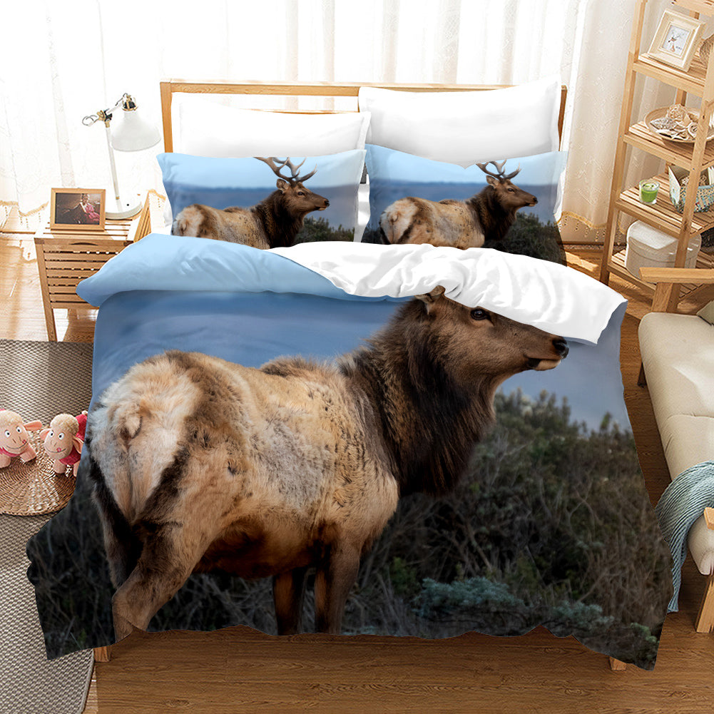 3D Forest Animal Elk Quilt Cover Set Bedding Set Duvet Cover Pillowcases 85