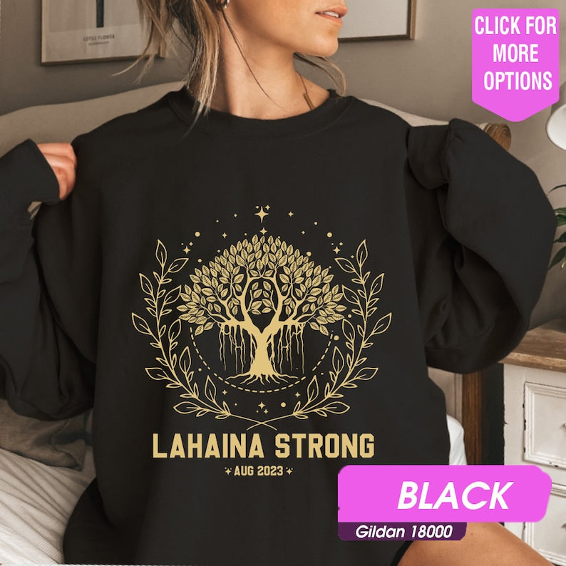 Golden Supportive Maui Strong Sweatshirt, 100% Profit To Donate To Food Bank Charity, Maui Support Sweatshirt, Lahaina Fires Sws1858