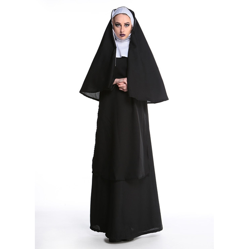 Women Nun Costumes Priest Monastery Maria Medieval Cosplay Halloween Carnival Party Performance alx