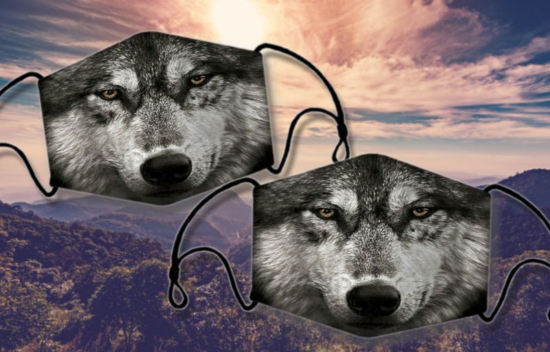 Wild Wolf Face Printed Face Covering For Wolf Lovers Animal Gift Cotton Mask 1-10 Pcs For Kid & Adult All Over Print Face Mask Covering For Adults And Kids