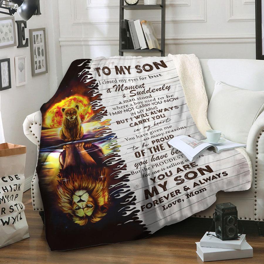 To My Son Fleece Blanket Perfect Gifts For Son From Mom Personalized Blanket Lion Blanket You Are My Son Blanket Graduation Gift Best Mother’s Day Gifts Birthday Gifts