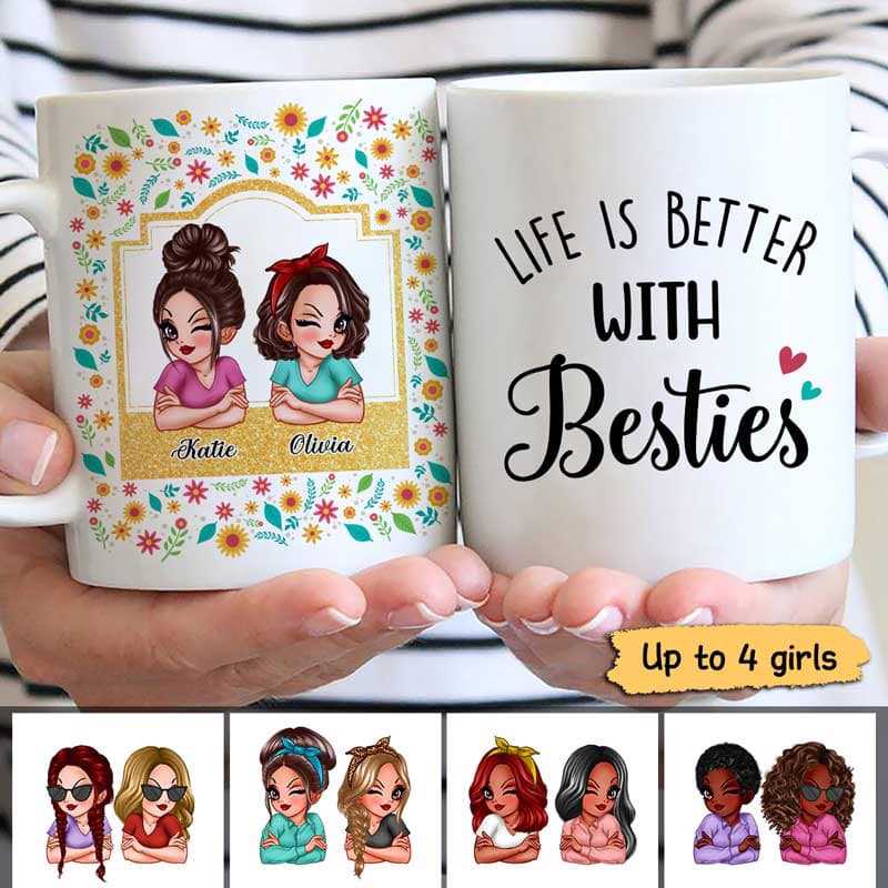 Doll Pretty Besties Flowers Personalized Mug