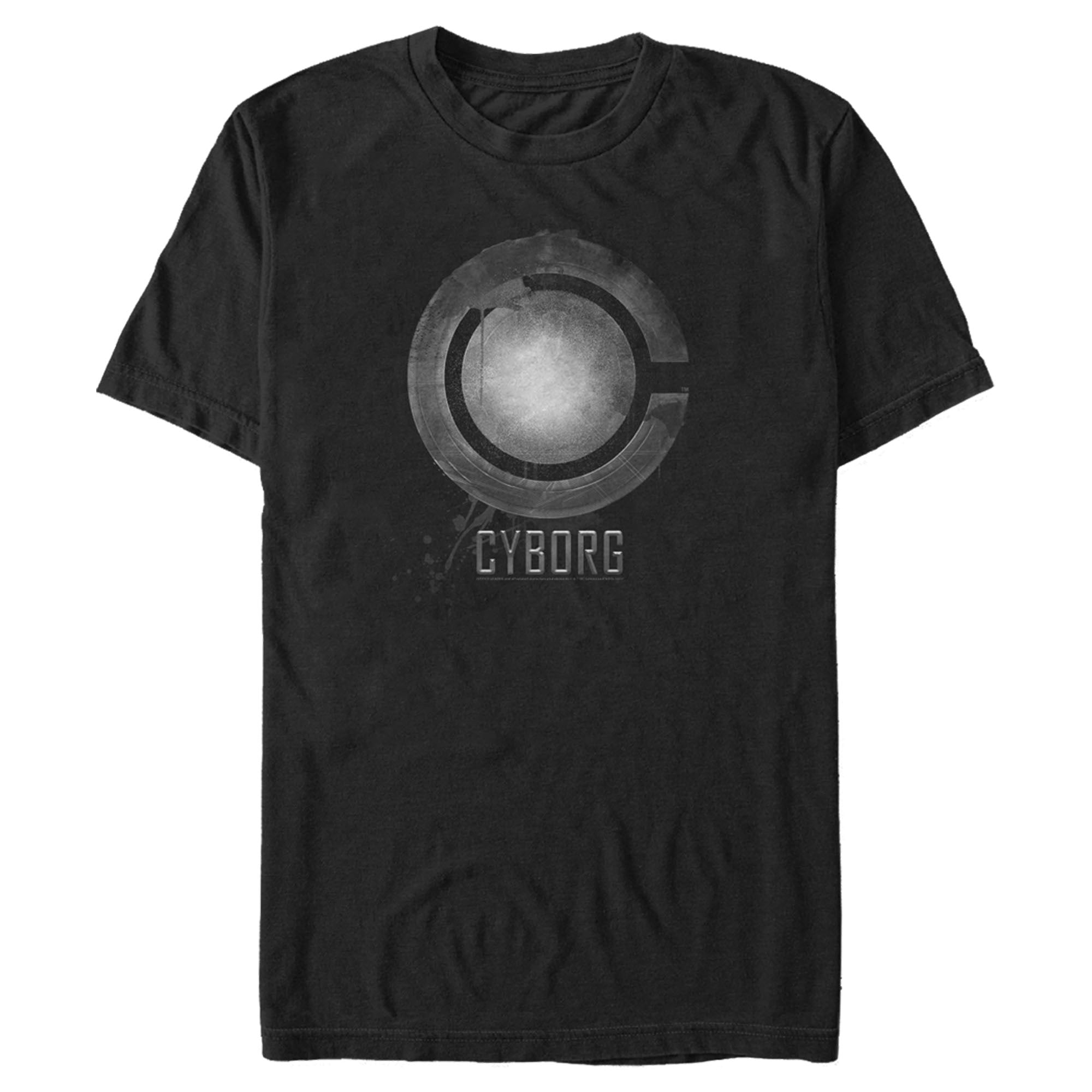 Zack Snyder Justice League Men’S Cyborg Silver Logo  T-Shirt