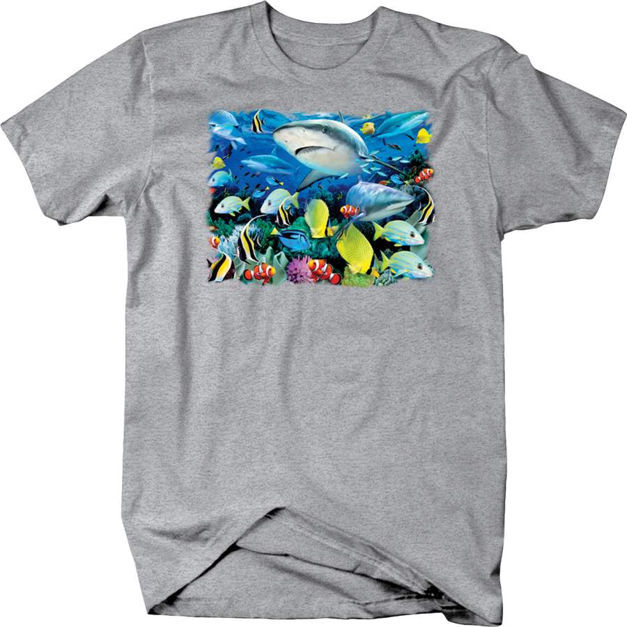 Sharks and Colorful Fish Swimming Through the Ocean Shirt