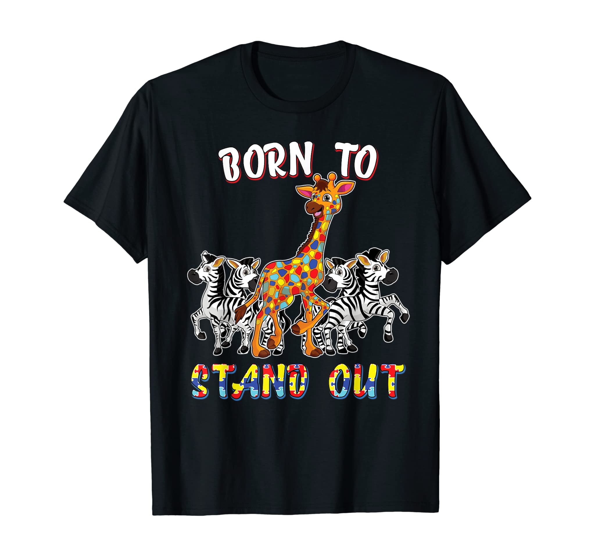 Autism Awareness Shirt Boys Born To Stand Out Giraffe Puzzle