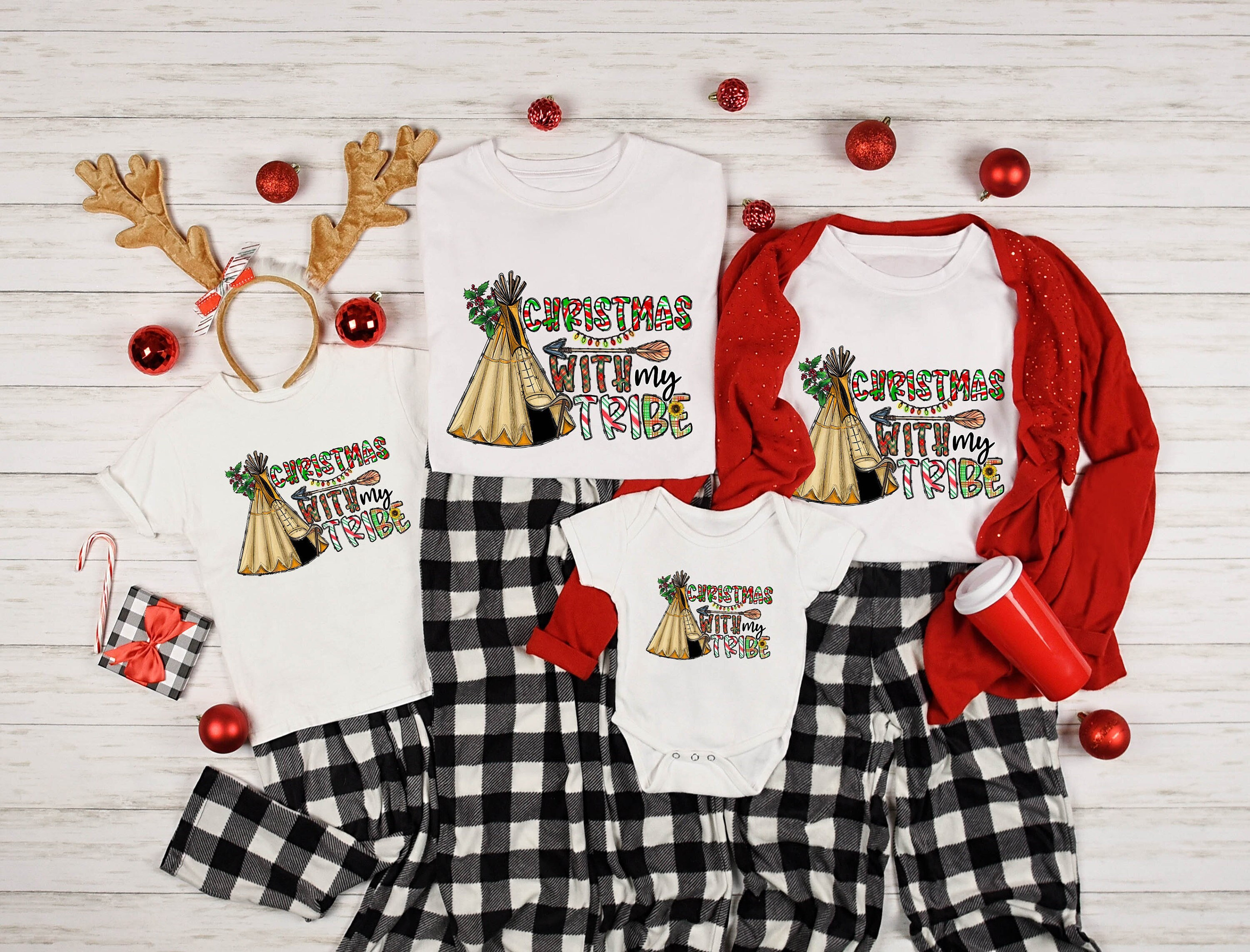 Christmas with my tribe Shirt,Christmas Shirt,Buffalo Plaid Christmas Shirt,Matching Family Christmas Shirts,Christmas Gift,Family Christmas