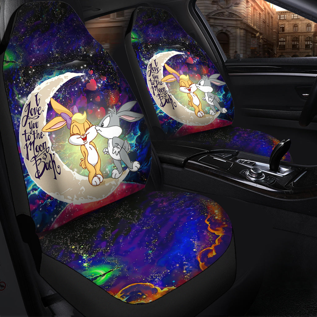 Bunny Couple Love You To The Moon Galaxy Premium Custom Car Seat Covers Decor Protectors