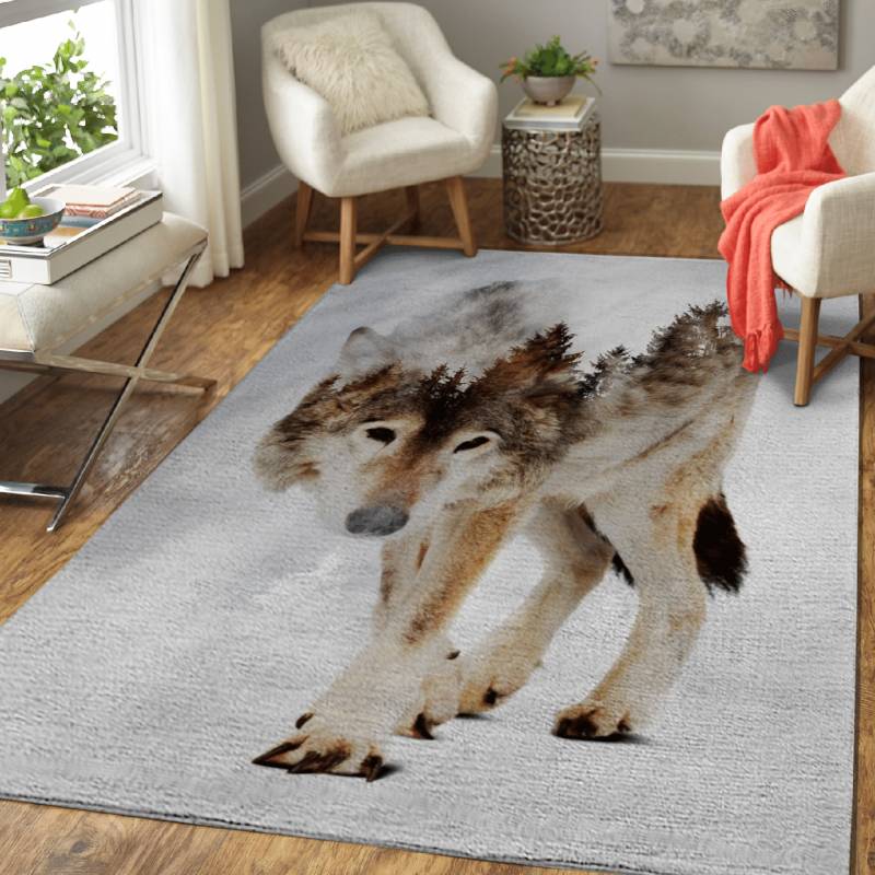 Wolf and Forest 7 – Animals Area Rug Carpet